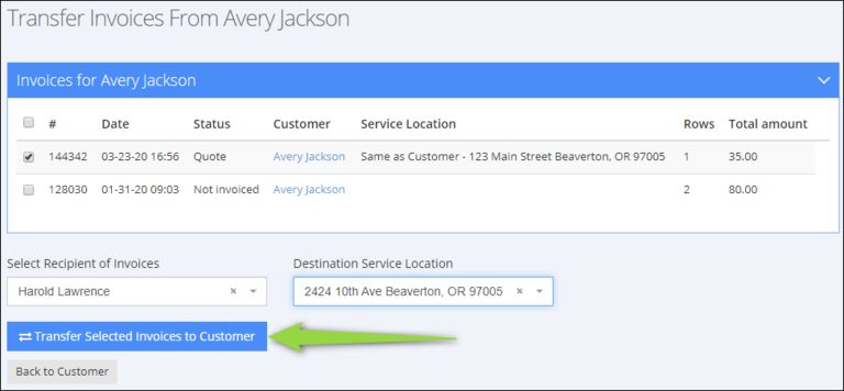 Transfering Invoices from One Customer to Another