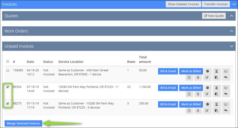 Merging Invoices